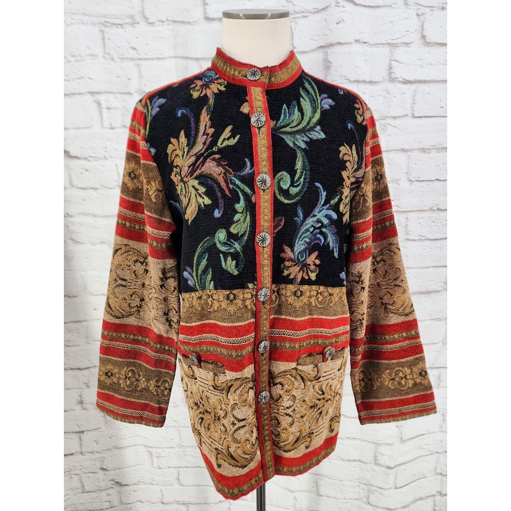 Vintage Sag Harbor Tapestry Jacket Art To Wear Boho Indie Southwestern Medium?